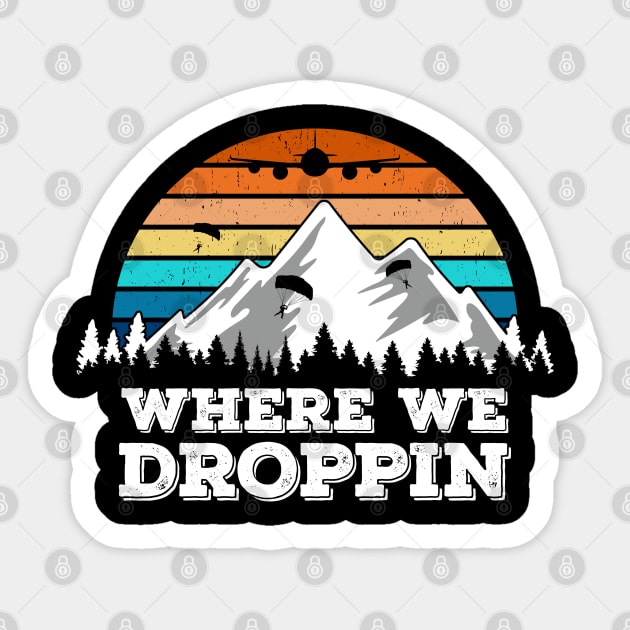 Where We Droppin, Cool Retro Gift Idea for Video Game Players Sticker by Zen Cosmos Official